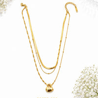 Klitz Premium Stainless Steel Herringbone Heart Shape Chain Necklace 