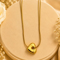 Klitz Premium Stainless Steel Herringbone Heart Shape Chain Necklace 