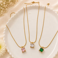 Klitz Premium Stainless Steel Crystal Stone Chain Necklace 
