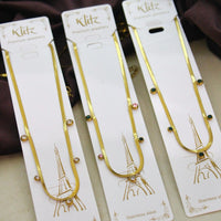 Klitz Premium Stainless Steel Herringbone Crystal Chain Necklace 