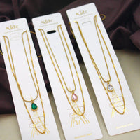 Klitz Premium Stainless Steel Crystal Stone Chain Necklace 