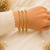 Klitz Gold Polish Designer Bangles Set 
