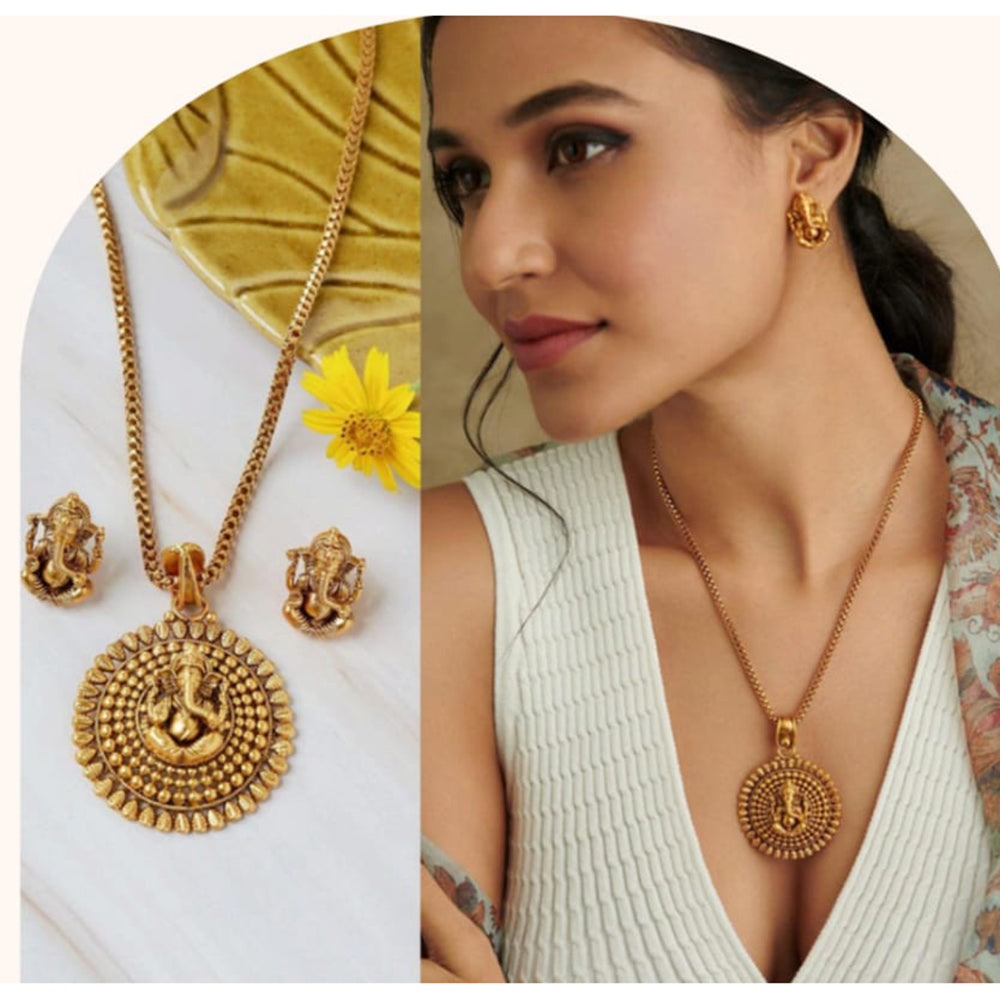 Dhirish International Elegant Charm Bappa Design Necklace Set