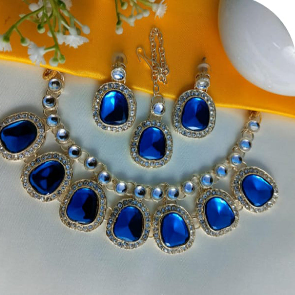 Dhirish International Graceful Glow Kundan Stone Necklace Set
