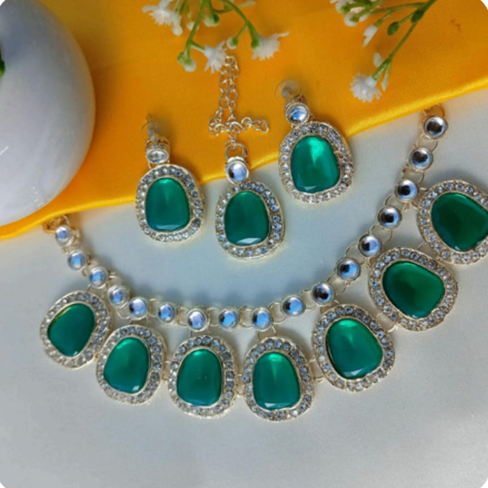 Dhirish International Graceful Glow Kundan Stone Necklace Set