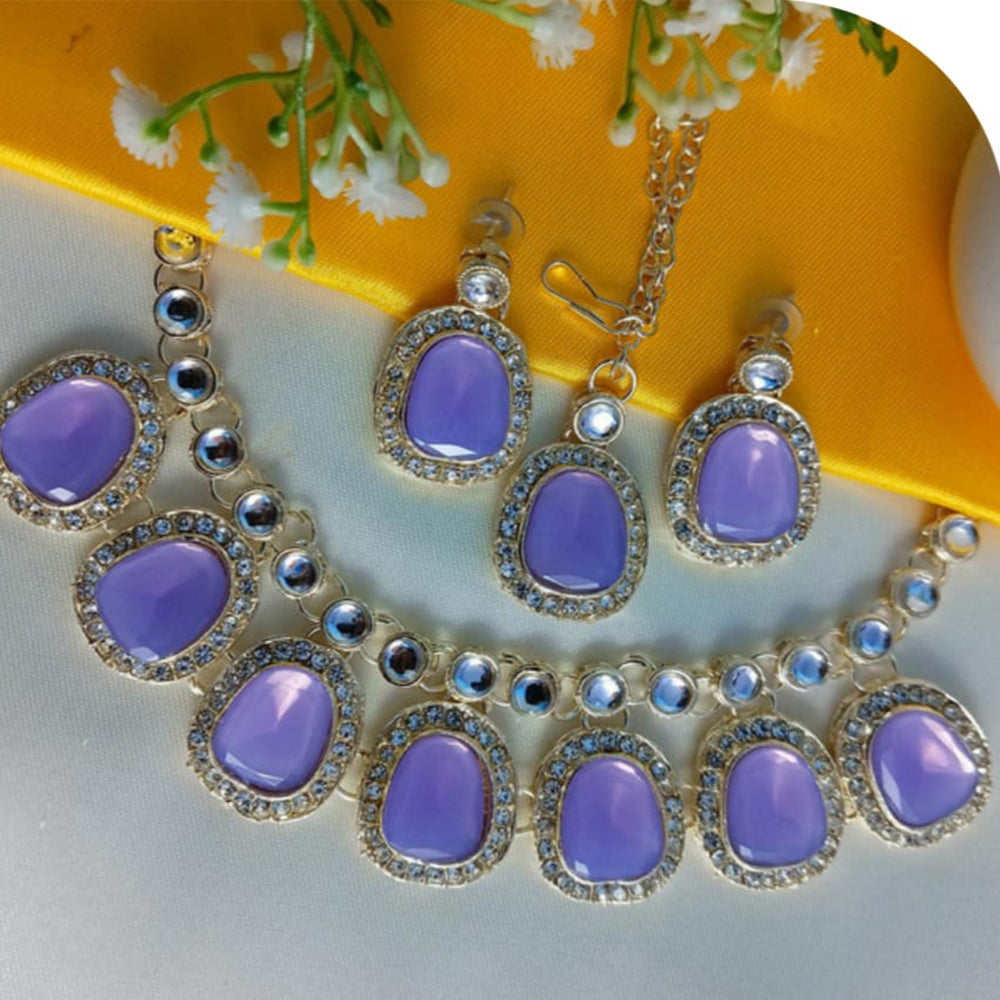 Dhirish International Graceful Glow Kundan Stone Necklace Set
