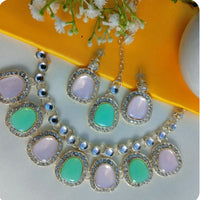Dhirish International Graceful Glow Kundan Stone Necklace Set
