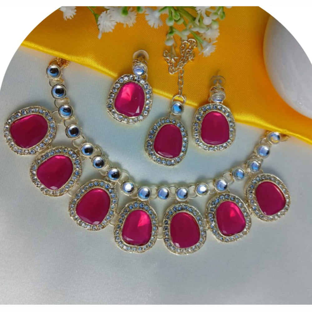 Dhirish International Graceful Glow Kundan Stone Necklace Set