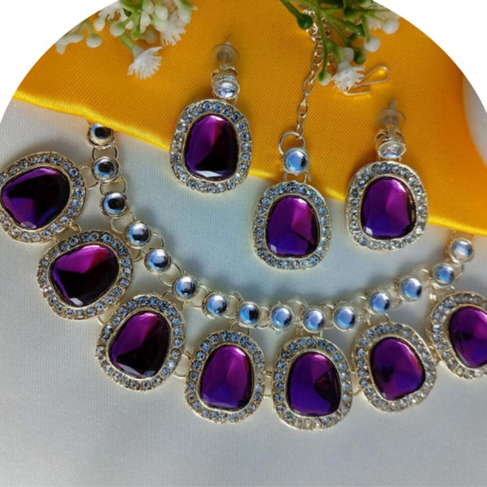 Dhirish International Graceful Glow Kundan Stone Necklace Set