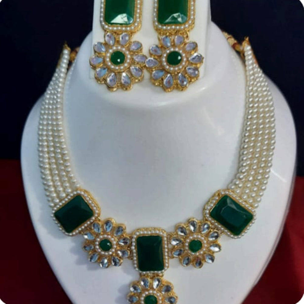 Dhirish International Royalty Glam Pota Kundan And Pearl Necklace Set
