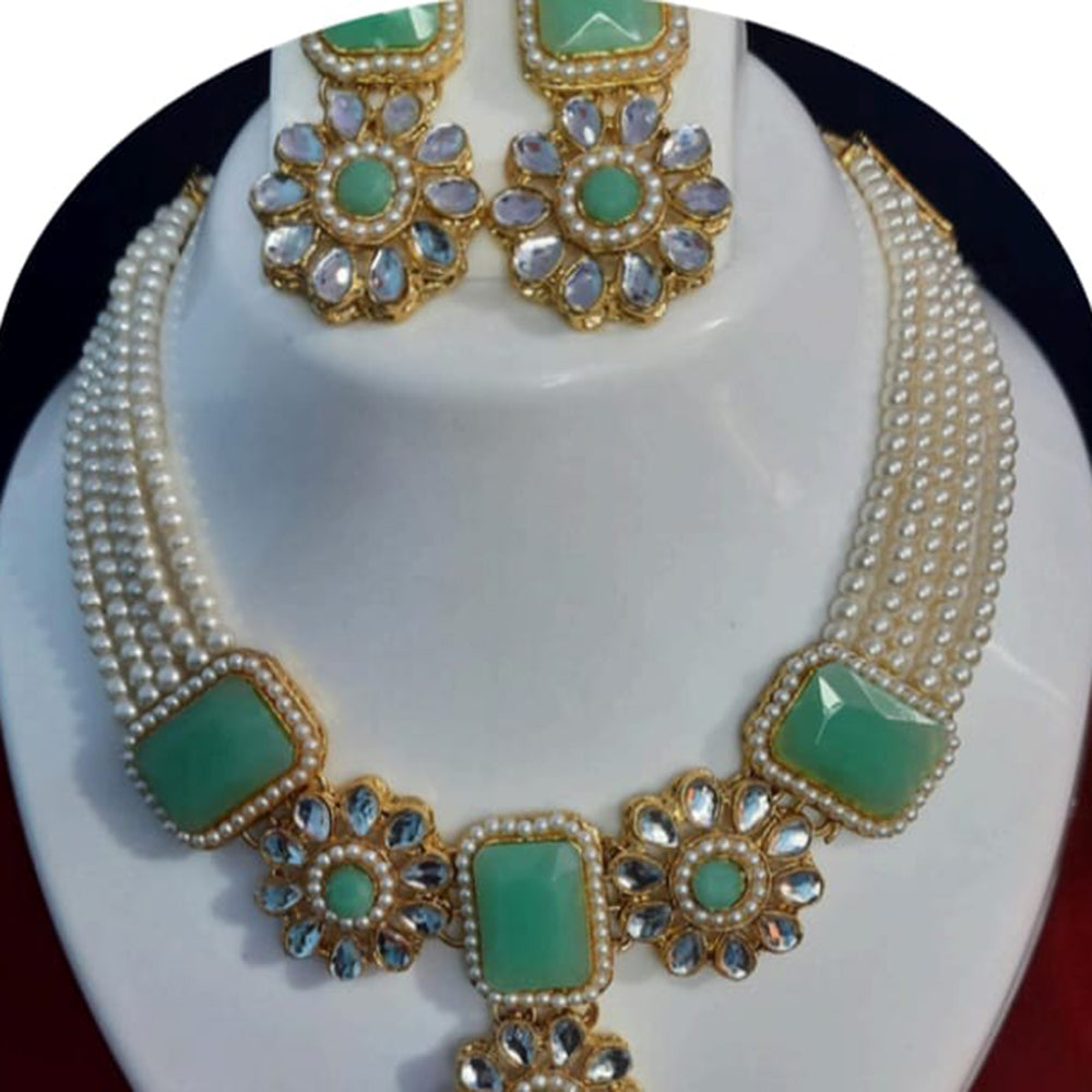 Dhirish International Royalty Glam Pota Kundan And Pearl Necklace Set
