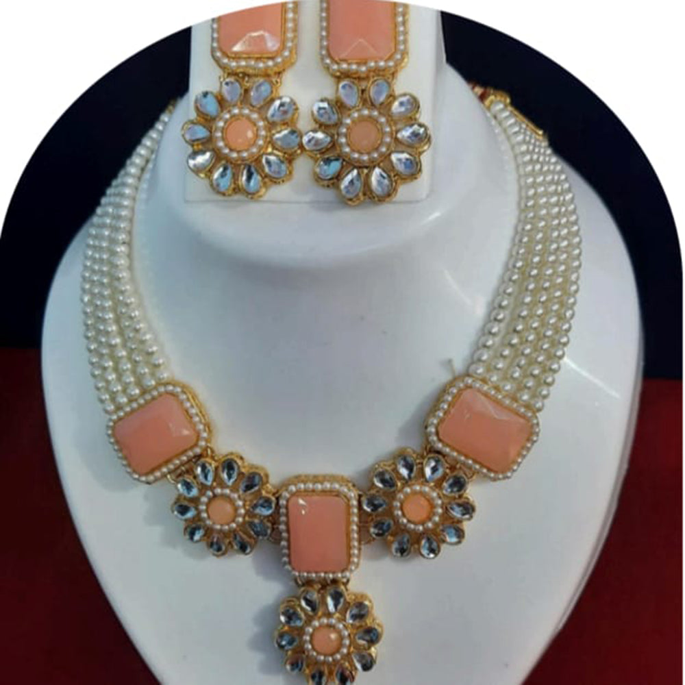 Dhirish International Royalty Glam Pota Kundan And Pearl Necklace Set