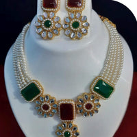 Dhirish International Royalty Glam Pota Kundan And Pearl Necklace Set