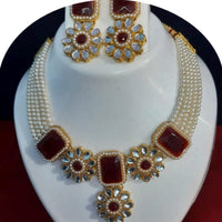 Dhirish International Royalty Glam Pota Kundan And Pearl Necklace Set