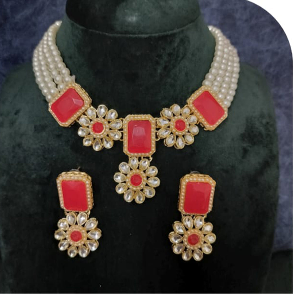Dhirish International Royalty Glam Pota Kundan And Pearl Necklace Set