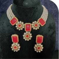 Dhirish International Royalty Glam Pota Kundan And Pearl Necklace Set