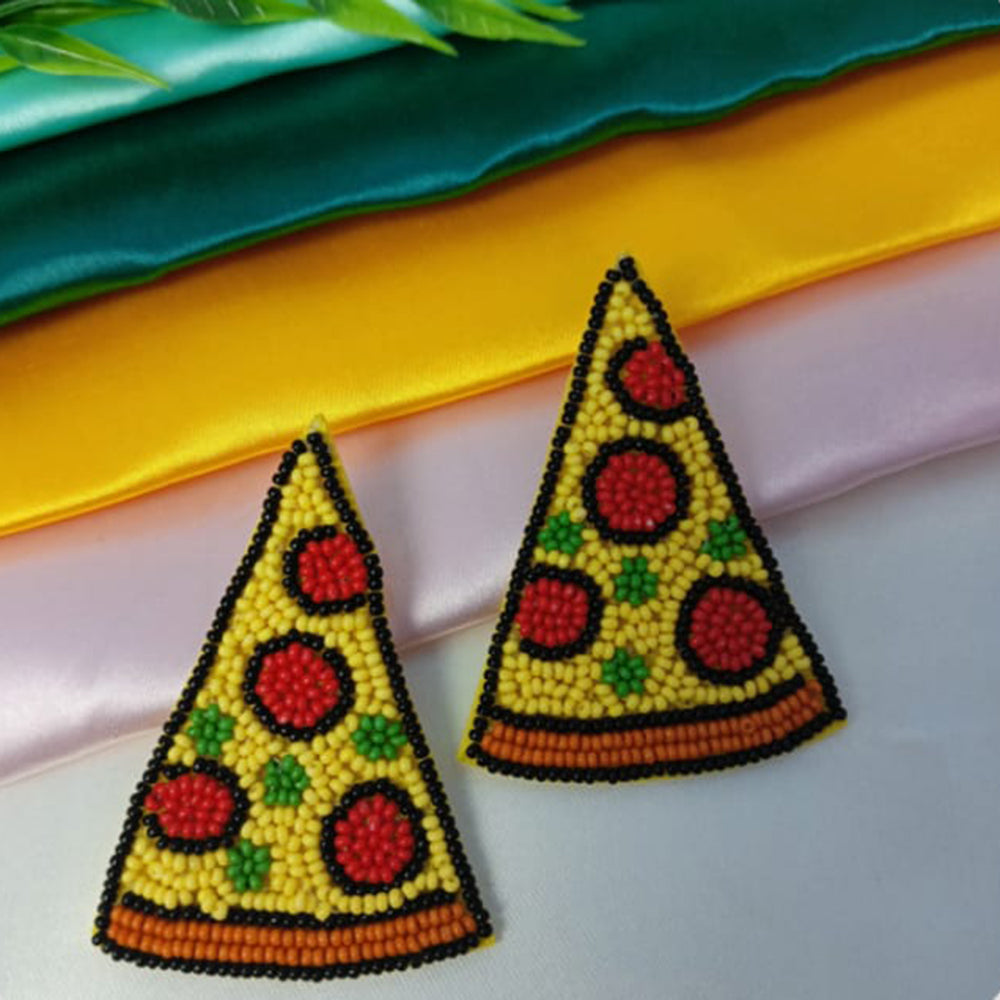 Dhrish International Handmade Multi-Color Pizza Slice Dangler Earrings