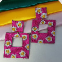 Dhrish International Designer Dual Tone Pink & Yellow Pearl Dangle Earrings