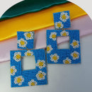 Dhrish International Designer Dual Tone Blue & Yellow Pearl Dangle Earrings