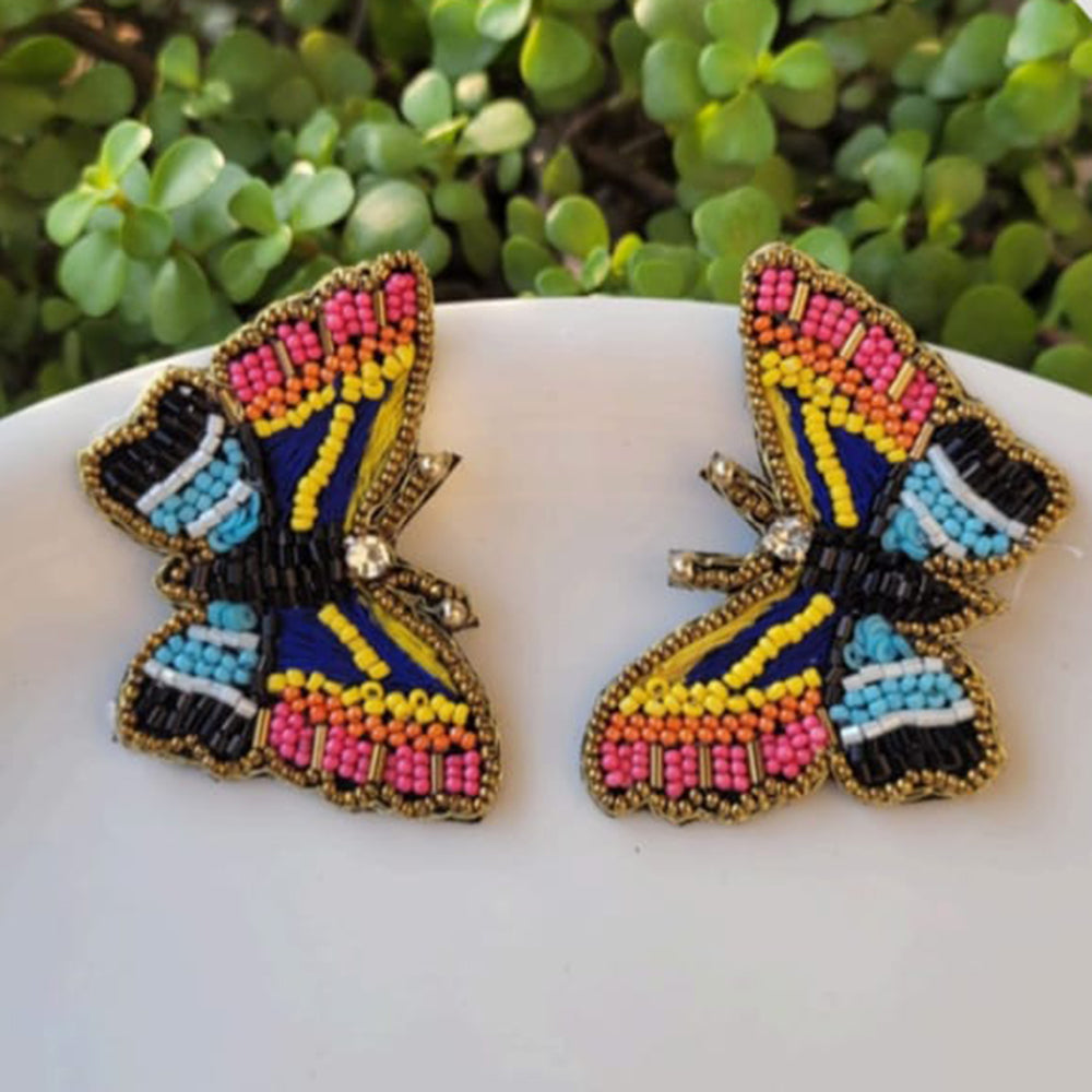 Dhrish International Vibrant Handmade Multi Color Butterfly Dangler Earrings