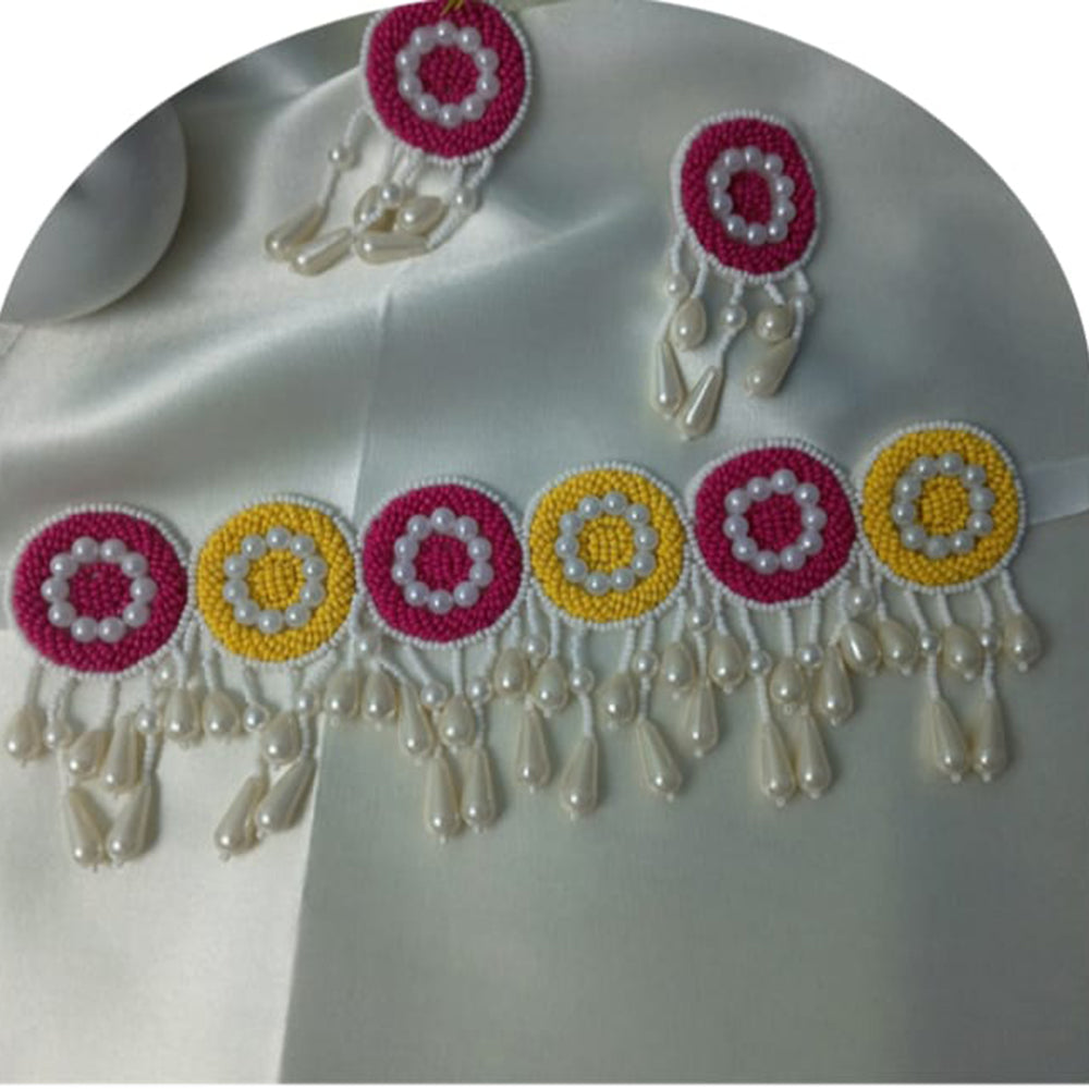 Dhirish International Classic Pearl Round Shape Choker Necklace Set