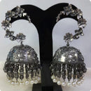 Dhirish International Heritage Oxidised Plated Jhumki Earrings 