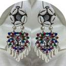 Dhirish International Vintage Style Pota Mirror And Shell Dangler Earrings
