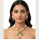 Dhirish International ClassicMeenakari  Pearl Necklace Set