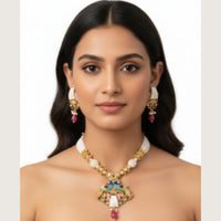 Dhirish International ClassicMeenakari  Pearl Necklace Set
