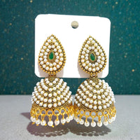 Dhirish International Premium Festive Pota Stone And Pearl Jhumki Earrings