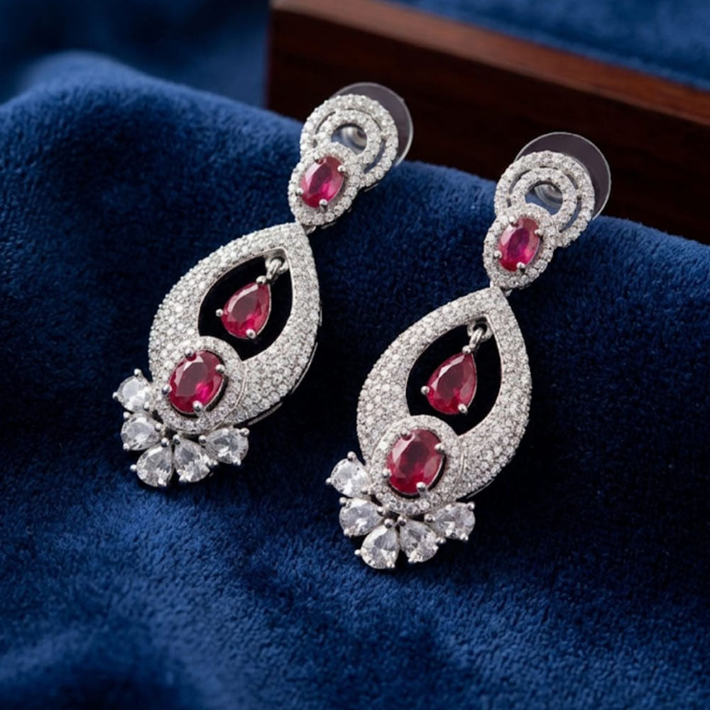 Dhirish International Sparkling American Diamond Dangler Earrings
