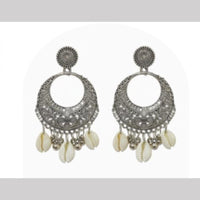 Dhirish International Heritage Oxidised Plated Shell Dangler Earrings