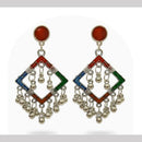Dhirish International Heritage Oxidised Plated Meenakari Dangler Earrings
