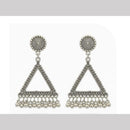 Dhirish International Heritage Oxidised Plated Pearl Dangler Earrings