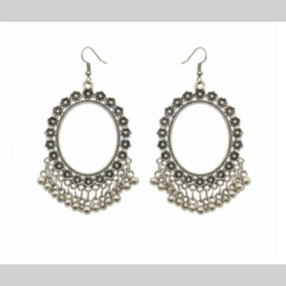 Dhirish International Heritage Oxidised Plated Pearl Dangler Earrings