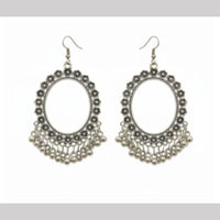Dhirish International Heritage Oxidised Plated Pearl Dangler Earrings