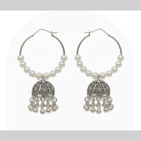 Dhirish International Heritage Oxidised Plated Pearl Jhumki Earrings