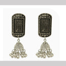 Dhirish International Heritage Oxidised Plated Meenakari Pearl Jhumki Earrings