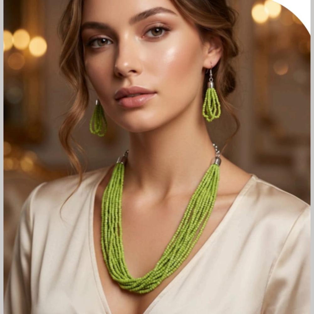 Dhirish International Pearl Necklace With Earrings