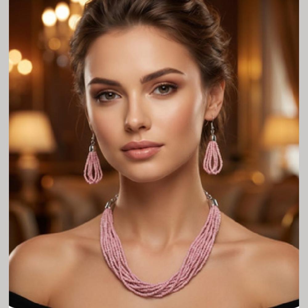 Dhirish International Pearl Necklace With Earrings