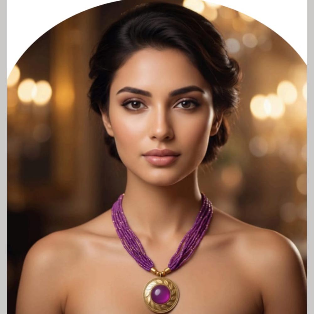 Dhirish International Pota Stone And Pearl Necklace With Earrings