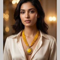 Dhirish International Pota Stone And Pearl Necklace With Earrings