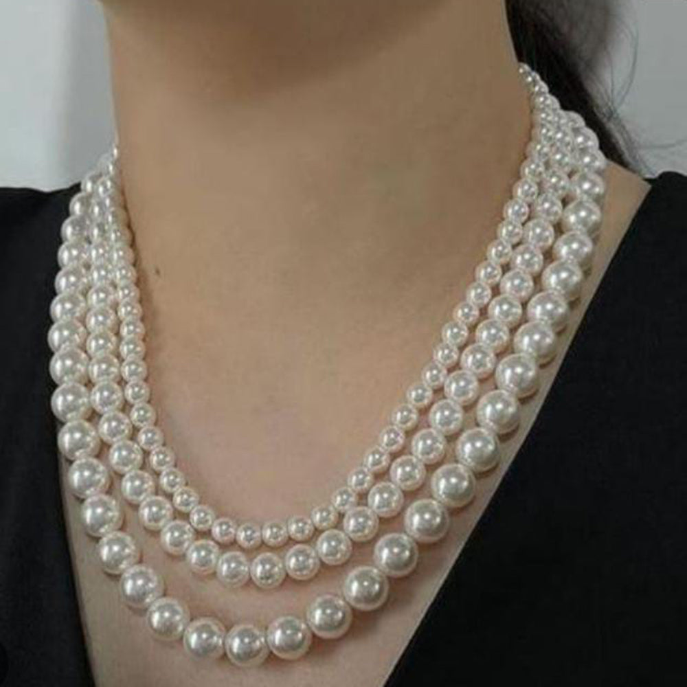 Dhirish International Designer Triple Strand Beads Necklace for Women