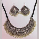 Dhirish International Trendy Oxidised Plated Pearl Ethnic Wear Necklace Set