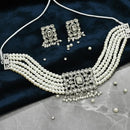 Dhirish International Pota Stone And Pearl Designer Choker Necklace Set for Women