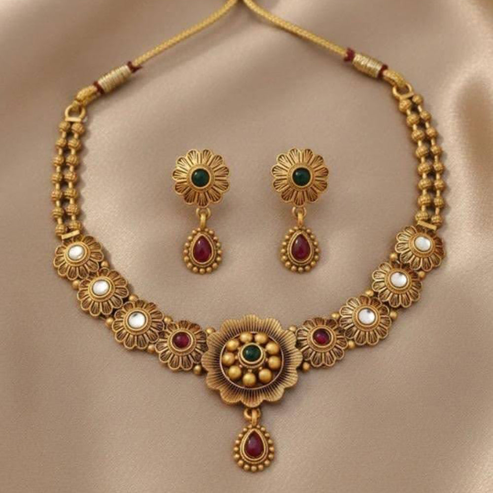 Dhirish International Pota Stone Designer Necklace Set for Women