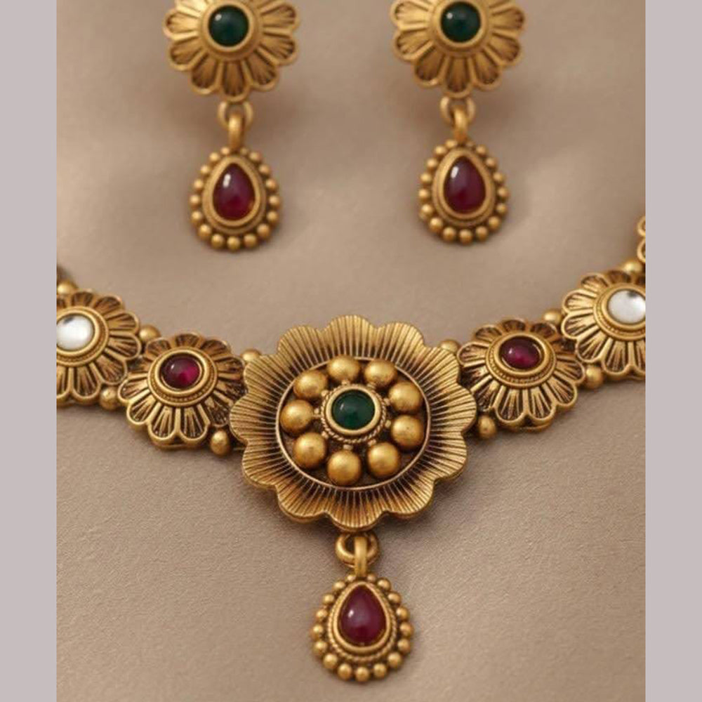 Dhirish International Pota Stone Designer Necklace Set for Women