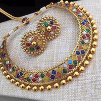Dhirish International Pota Stone Designer Necklace Set for Women