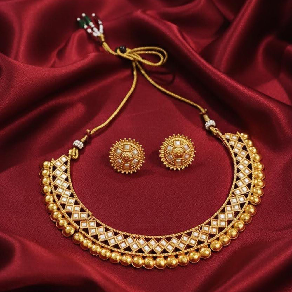 Dhirish International Pota Stone Designer Necklace Set for Women