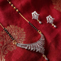 Dhirish International Beautiful Austrian Stone And Balack Beads Mangalsutra